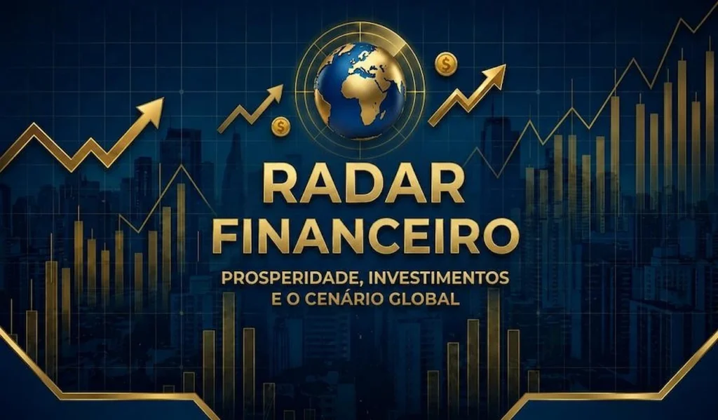 Logotipo oficial do Portal Radar Financeiro integrado a uma ilustração sobre investimentos no Tesouro Reserva e segurança digital.