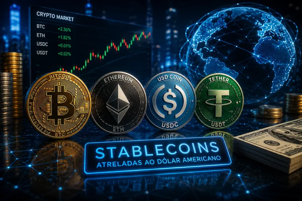 Stablecoins USDT e USDC oferecem estabilidade em dólar digital para diversificar investimentos no mercado de criptomoedas.
