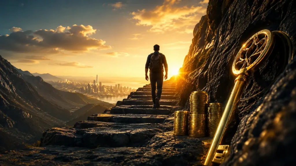 Intensidade e Consistência: O Segredo da Prosperidade Pessoa sobe rumo à liberdade financeira com disciplina, investimentos e construção de patrimônio a longo prazo.